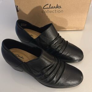 Clarks Boots Womens 11 Wide Black Leather